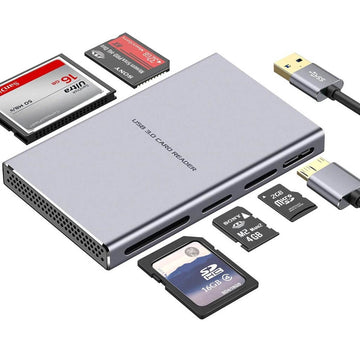 GIKERSY Aluminium Alloy Super Speed USB 3.0 5-in-1 Card Reader with Parallel Read USB Adapter for MS, CF, Micro SD, SDXC, M2 - Imported from UK